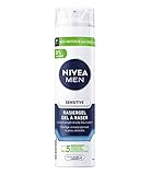 NIVEA MEN Sensitive Rasiergel für Männer (200 ml), Rasier Gel mit Kamille, Hamamelis und Vitamin E für eine sanfte Rasur, schützende Formel gegen Hautirritationen