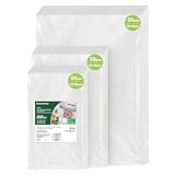 Bonsenkitchen Vakuumierbeutel 150 Beutel - 15x25 cm (50)+20x30 cm (50)+ 28x40 cm (50), für jede Größe Profi-Folienbeutel für alle Vakuumiergerät, vakuumbeutel für lebensmittel, BPA-frei, VB3215