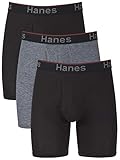 Hanes Herren Total Support Pouch Boxershorts, Anti-scheuern, Feuchtigkeitstransport, Geruchskontrolle, Retroshorts, Langes Bein – Grau/Schwarz – 3er-Pack, XXX-Large