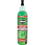 Slime 10015 Bike Tube Puncture Repair Sealant, Prevent and Repair, suitable for all Bicycles, with hang tab, Non-Toxic, Eco-Friendly, 237 mL (8oz) bottle, green, standard, SLIME-8