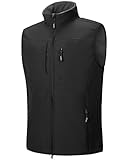 Outdoor Ventures Softshell Weste Herren Wasserdicht Winddichte Ärmellose Jacke Sportlich,Mehrere Taschen Body Warmer Golf Softshellweste für Männer Schwarz L
