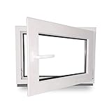 Kellerfenster - Kunststoff - Fenster - innen weiß/außen weiß - BxH: 50 x 40 cm - 500 x 400 mm - DIN Rechts - 2 fach Verglasung - 60 mm Profil