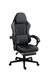 VDD - Schwarz-Grauer Gaming-Stuhl - Fußstütze - ergonomisch - höhenverstellbar