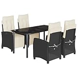 HETFTJN Mini Lounge Bierzeltgarnitur Balkon Set Gartenlounge - 5-TLG. Garten-Essgruppe mit Kissen Schwarz Poly Rattan für Garten Balkon Terrasse Café