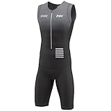 FDX Fahrrad-Skinsuit für Herren, 3D-gepolstert, atmungsaktiv, schnell trocknend, Triathlon-Anzug, kurzärmelig, einteiliger Body für Fahrradtraining, Rennrad-Top, Radfahrerbekleidung (Duo Black-M)