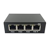DKSooozs 1 Stück 4 Port Gigabit POE Extender 100/1000M Netzwerk Switch Extender Schwarz Metall IEEE802.3Af/At Plug&Play für PoE Switch NVR IP Kamera AP