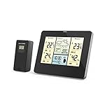 Hama Wetterstation WLAN mit App (Funkwetterstation mit Außensensor, smarte Wetterstation mit Thermometer, Hygrometer, Barometer u. Vorhersage, Werte für innen und außen, Farbdisplay) schwarz
