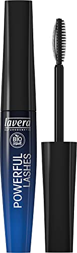 lavera Powerful Lashes Mascara - Schwarz - Naturkosmetik - Frei von Silikonen - Hightech-Pinsel - geeignet für Kontaktlinsenträger - Bio-Jojobaöl & pflanzliches Keratin - 13ml