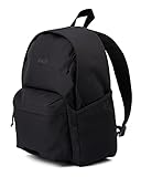 AEVOR Everyday Pack Schwarz - Rucksack mit 16“ Laptopfach & Befestigungssystem für Yogamatte & Fahrradlicht - für den Alltag, Uni, Büro oder Schule - Wasserabweisend - Aus recyceltem PET - 20L