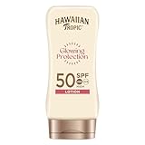 Hawaiian Tropic Glowing Protection Sunscreen Lotion, wasserfeste Sonnencreme mit LSF 50 UVA- + UVB-Schutz, tropischer Duft, mit Sheabutter, 180 ml