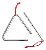 Classic Cantabile Triangel mit Schlägel - Triangle aus Stahl für Kinder und Musikalische Früherziehung - Schlaginstrument mit 10cm (4') Größe und Klöppel - Musikinstrument für Kindergarten