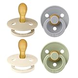 BIBS Colour Symmetrical Schnuller 4er Pack, BPA-frei Dummy-Schnuller, Symmetrischer Nippel. Naturkautschuk/Latex, Hergestellt in Dänemark. 6-18 Monate (4er Pack), Cloud Mix