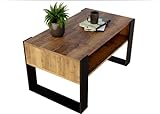 CraftPAK Wohnzimmer Tisch für Couch aus hochwertigem Holzwerkstoff, moderner Couchtisch mit zusätzlicher Ablagefläche, Sofatisch für Wohnzimmer, Farbe Retro-Schwarz