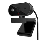 HP 320 All-in-One-Webcam (USB-A, 1080p/Full HD Auflösung, 360° schwenkbar, 66°-Weitwinkel, Belichtungskorrektur, Autofokus) Schwarz mit integriertem Mikrofon