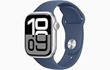 Apple Watch Series 10 [GPS, 46mm] - Aluminiumgehäuse Silber mit Sportarmband Denim, M/L (Generalüberholt)