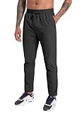 Herren Outdoorhose Wanderhose Wasserdicht Schnelltrocknend Trekkinghose Leichte Stretch Jogginghose UV Schutz UPF 50 Funktionshose Sporthose Herren Lang Laufhose Freizeithose Trainingshose Black-L