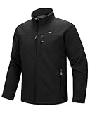 33,000ft Softshelljacke für Herren Wasserdichte Übergangsjacke Fleece Gefütterte Winddichte Outdoorjacke Funktionsjacke für Outdoor Freizeit Schwarz M