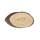 Ideen mit Herz | Deko-Baumscheibe oval | mit Rinde | 19 bis 20 cm lang, 10 bis 12 cm breit | 2 cm dick | Holzscheibe | Holzplatte | Deko-Tablett | unbesäumt