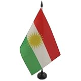 AZ FLAG - Tischflagge Kurdistan - 21x14 cm - Kurden Tischfahne 14 x 21 Cm - Flaggen