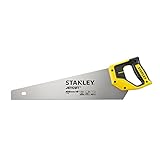 Stanley JetCut feine Handsäge 2-15-595 in 450 mm Länge – Säge für Holz, Kunststoff, Laminat – Mit Griff aus Bi-Material, verbesserter Verzahnung & 45/90° Anschlag für präzises Sägen