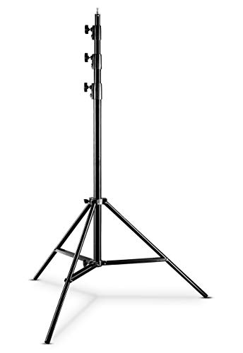 Walimex pro WT-420 Lampenstativ 420cm - Lichtstativ mit Federdämpfung, Höhe max 420cm, Traglast 7,5 kg, 40mm Rohre, Aluminium Leuchtenstativ für Fotografie Studio Outdoor