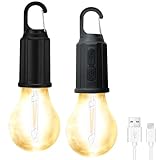 2 Stück Campinglampe: Zeltlampe, Camping Lantern, Camping LED Zeltlampe Glühbirne Set, Wiederaufladbare Suchscheinwerfer Mit Haken,Camping lampen campinglampe aufladbar,Tragbare Zeltlampe für Camping