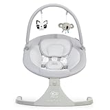 Kinderkraft Elektrische Babywippe 2 in 1 LULI, Babyschaukel, Babyliege, mit Spielbogen, 12 Melodien mit 5-Stufiger, Praktisches und intuitive Steuereinheit, Bequeme Schrittgurt, ab Geburt, Grau