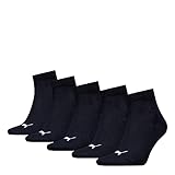 PUMA Unisex Puma Unisex Quarter Plain Sokken (5 stuks) Socks, Schwarz, 43-46 EU