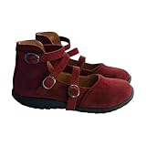 Damenschuhe, flach, flacher Mund, Einzelschuh, atmungsaktiv und bequem, Freizeitschuhe, Zehenschuh, rot, 39 EU