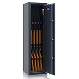 SafeHero Waffenschrank Klasse 0 EN 1143-1 Secureo Hawk 5 | Waffenschrank 0 für 5 Langwaffen | Langwaffenschrank mit Schlüsselschloss | Zugelassener Waffenschrank Langwaffen, Kurzwaffen + Munition