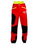 Oregon Waipoua Kettensägen-Schnittschutzhose Herren, Typ A Klasse 1, sägesicherer Schutz, verstellbare, leichte, atmungsaktive, verstärkte Kleidung, Rot
