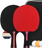 PIQIUQIU Tischtennisschläger Set mit 2 Schläger und 3 Bälle in Tasche, Tischtennis Set Schläger Bälle Ping Pong Set(Farbe zufällig)