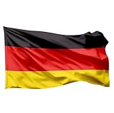 Deutschland Flagge - EM 2024 Fahne 150 * 90 cm groß - Fanartikel - strapahrzierfähiges Polyester & Metallösen (150x90 cm)