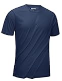 KEFITEVD Rashguard Herren Kurzarm UV Schutzkleidung Dünn Leicht Polyester Sport Outdoor Top Männer Sommer T-Shirt Dunkelblau XL