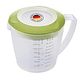 Westmark Rührbecher/Messkanne mit Spritzschutz, Deckel und Ausgießer, Kunststoff, Füllvolumen: 1,4 Liter, Helena, Transparent/Grün, 3105227A, Apfelgrün