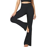 FuelMeFoot Flared Yogahose Damen Leggings High Waist Schlaghose Blickdicht Leggins Bootcut Jogginghose Jazzpants mit Bauchkontrolle Fitness. 1 Pack-01-Schwarz M