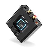 1Mii ML201 Adapter für Stereoanlage, Bluetooth 5.0 Empfänger mit 3.5mm AUX Cinch, drahtloser Audio Receiver für PC Lautsprecher mit Smartphones und Tablets, 12 Stunden Spielzeit, Bass Modus