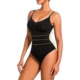 MELARQT Shapewear Damen Body, Miederbody Stark Formend, Bauchweg Body Shaper Damen, Bodysuit Women, Stringbody mit Verstellbarer Schultergurt und Atmungsaktiven Materialien, Bequemer Formende Bodys-M