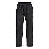 Regenhose Herren Gerade Geschnitten Doppellagige Cargohose Lockere Elastische Taille Arbeitshosen mit Taschen Atmungsaktive Arbeitshose Einfarbig Outdoorhose Wasserabweisende Hosen Schwarz 4XL