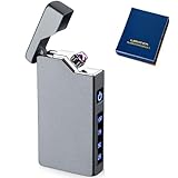 USB Elektronische Feuerzeug, Electric USB Lighter Lichtbogen Feuerzeugs LED Dual Lichtbogen Feuerzeugs mit Batterieanzeige Winddicht Plasma Feuerzeug Elektrisch mit Geschenkbox (MattDunkelgrau)