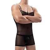 Tops Shorts Tank Top Herren Transparents Shirts Ärmellos Netz Unterhemd Unterwäsche Unisex Durchsichtige Jumsuit Sexy ReizwäSche Nachtwäsche Clubwear Muscle Shirt