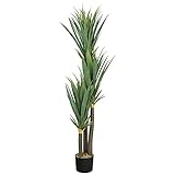 Decovego Künstliche Yucca Palme Yuccapalme Palmlilie Pflanze Kunstpflanze Deko Kunstbaum Zimmerpflanze künstlich im Kunststofftopf Plastikpflanze 150 cm