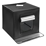 Donened - Fotobox, 60X60X60cm Faltbare Fotostudio, Lichtzelt mit 60 LED-Licht & 5 Verschiedenfarbige Kulissen, Farbtemperatur 5500K, für Fotostudio, Zuhause, Büro