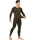 TAILONG Thermounterwäsche für Herren, lange Unterhose mit Fleece-gefütterter Basisschicht, Jagdausrüstung, Unterteil für kaltes Wetter, Grün , X-Large