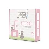 MjAMjAM - Premium Nassfutter für Katzen - Kittenbox - 3x Huhn mit Lachsöl & 3x Kalb mit Lachsöl, Futterbeutel, Kugelschreiber, Dosendeckel, 6er Pack (6 x 200 g)