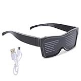 HERCHR LED Bluetooth Brille, APP Control Display Blinkende Nachrichten Intelligente Brille für Party Club DJ Festivals Weihnachten