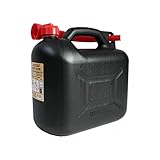 BAUPROFI Benzinkanister KKS 10 PE 10 Liter Schwarz Reservekanister mit Ausgiessrohr 10L