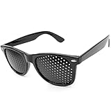 Ganzoo Raster-Brille, Loch-Brille für Augen-Training und Entspannung, Gitter-Brille mit faltbaren Bügeln, Form B, Pinehole Glasses, Farbe: schwarz