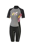 Mistral Damen Neopren Shorty, Wassersport Anzug zum Stand-Up Paddling, Surfen, Schwimmen (Grau-Schwarz, L)