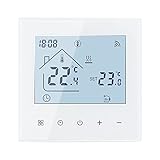 Smart WiFi Thermostat Fussbodenheizung Wasser, Tuya WiFi Heizungsthermostat LED Display Touchscreen Digital Raumthermostat Kompatibel mit Alexa, Google Home (Weiß - Wasser Fußbodenheizung 3A)